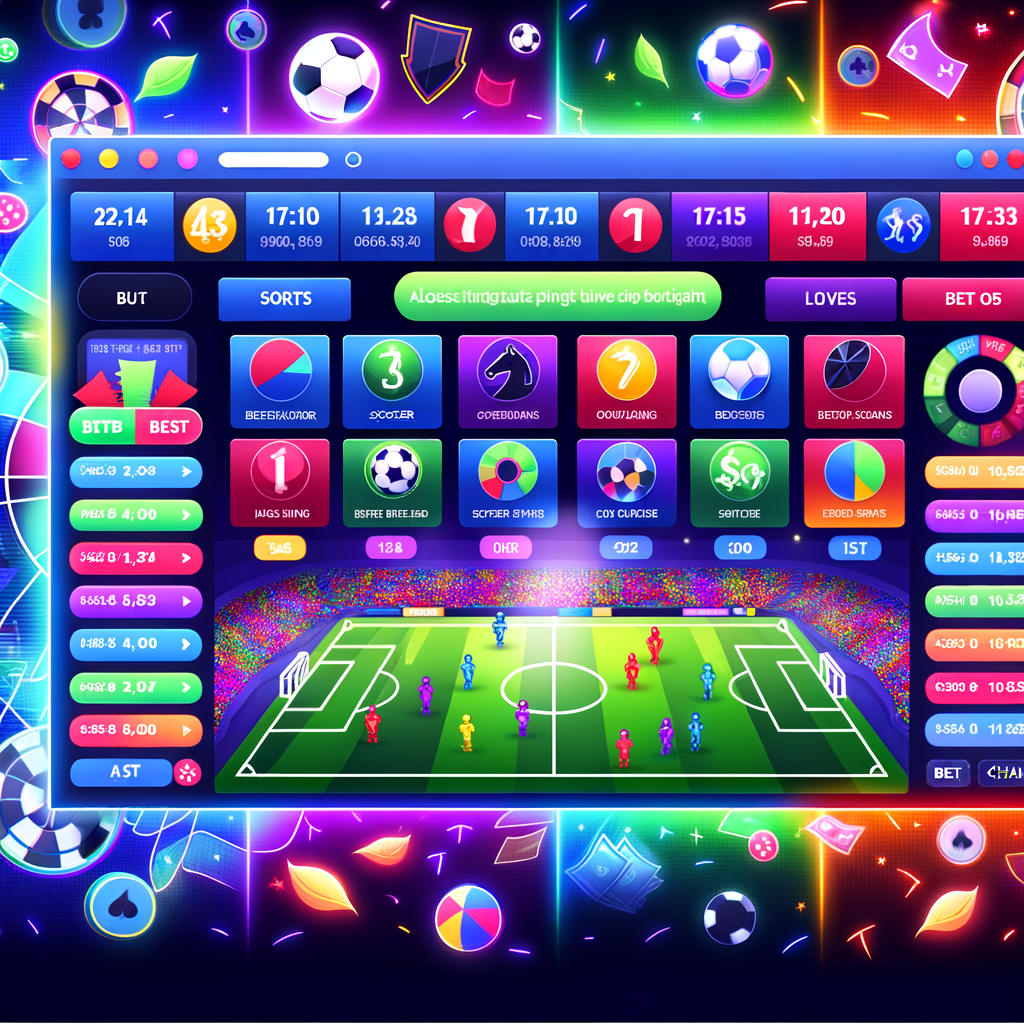 Diverse Online Betting Interface, Vibrant Screen.