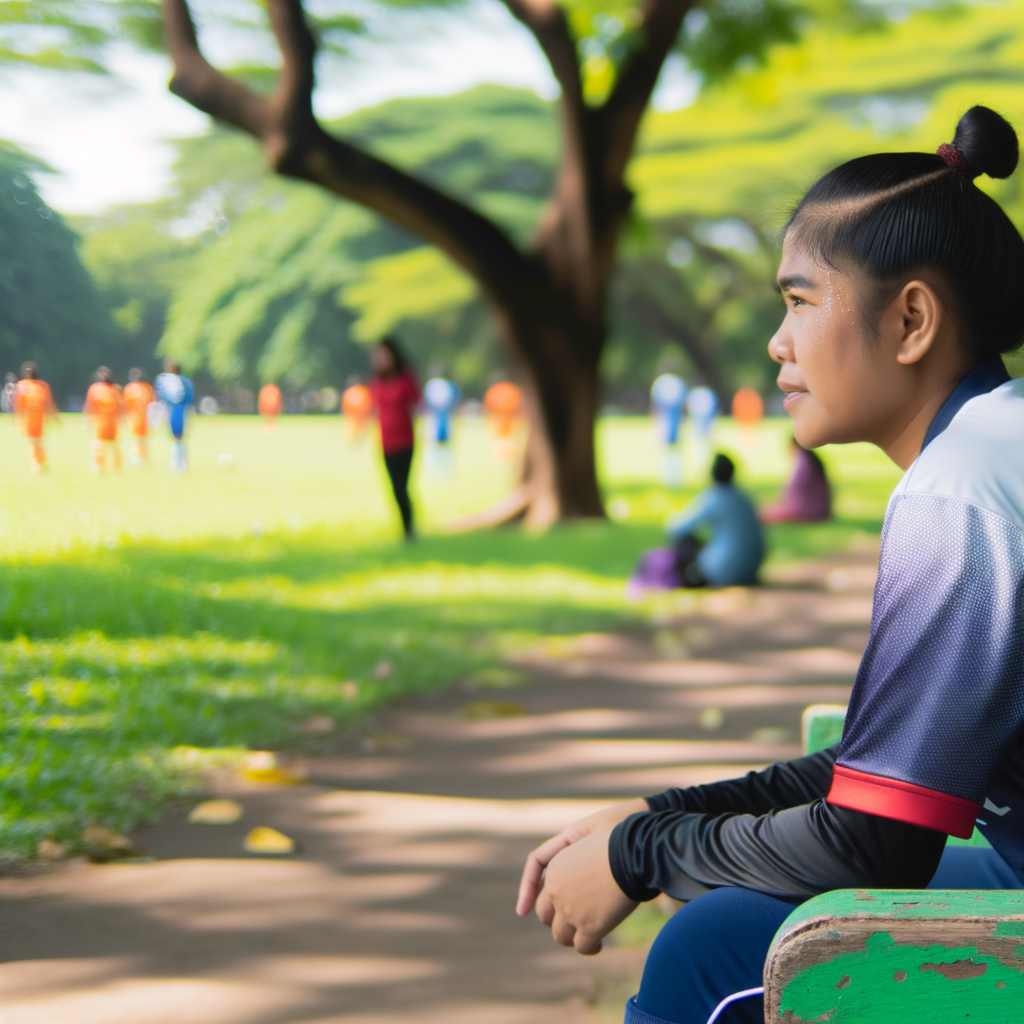 Player Resting On A Bench, Watching.